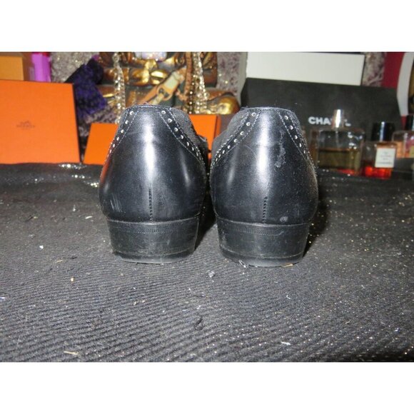 Salvatore Ferragamo Kiltie Black Italian Mixed Leather & Suede Fringe Loafers 8 - Picture 3 of 9
